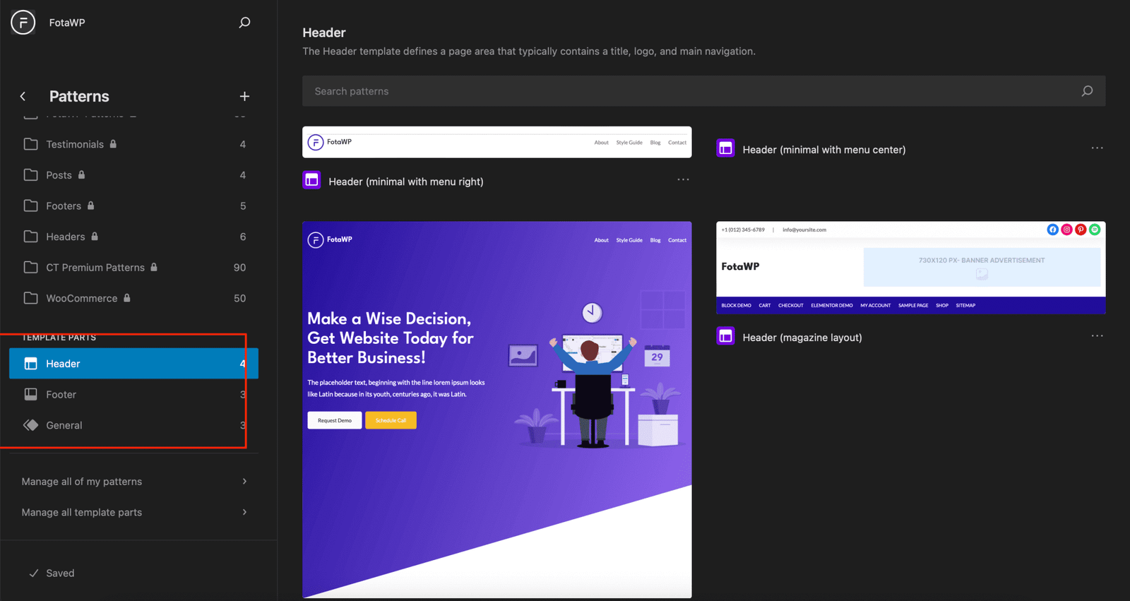 Editing Template Parts - CozyThemes