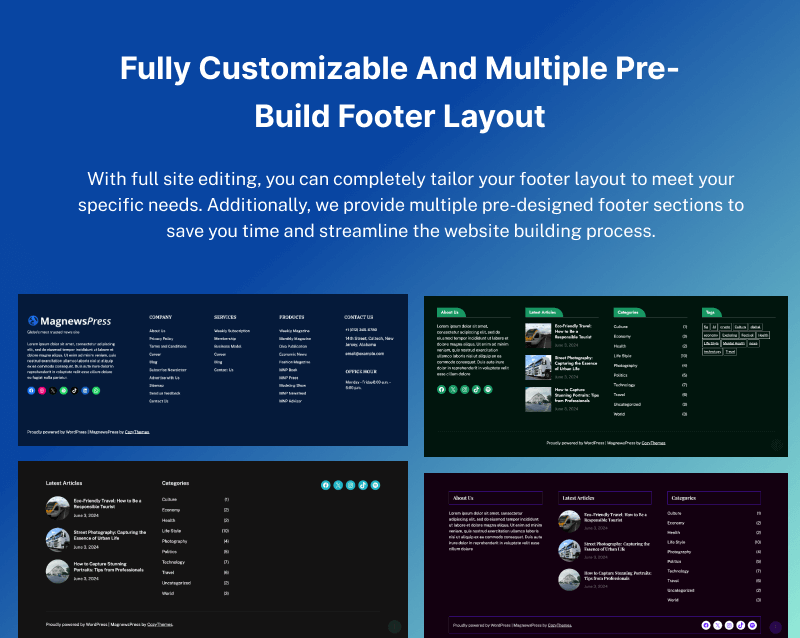 Fully Customizable Footer Layout