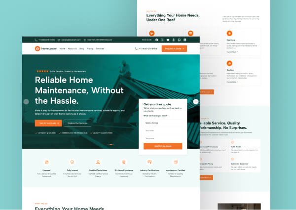 HomeLancer WordPress theme for home services businesses