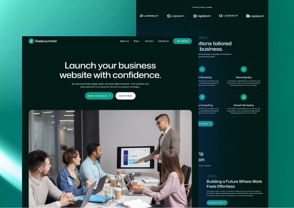 SaasLauncher WordPress theme demo screenshot for SaaS, agency and startup sites