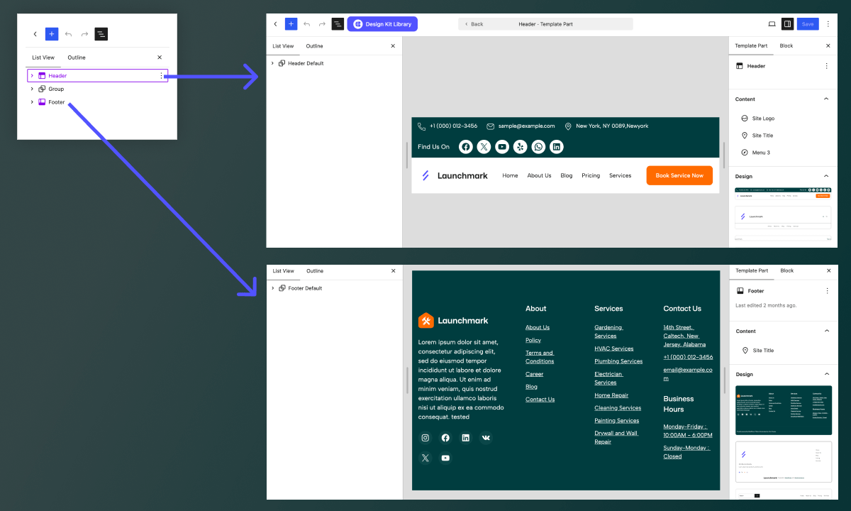 Header and Footer Customization with Full site editing