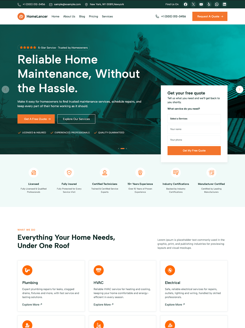 HomeLancer - Home Services WordPress Theme