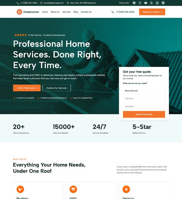 Homelancer 1 Home Services WordPress Theme