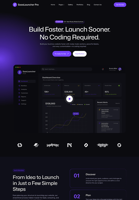 SaasLauncher - Best SaaS WordPress Theme with 50+ Pre-built Website Templates 2 Website Templates for Saas - SaasLauncher