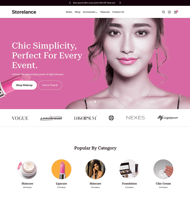 Beauty and Cosmetic store templates