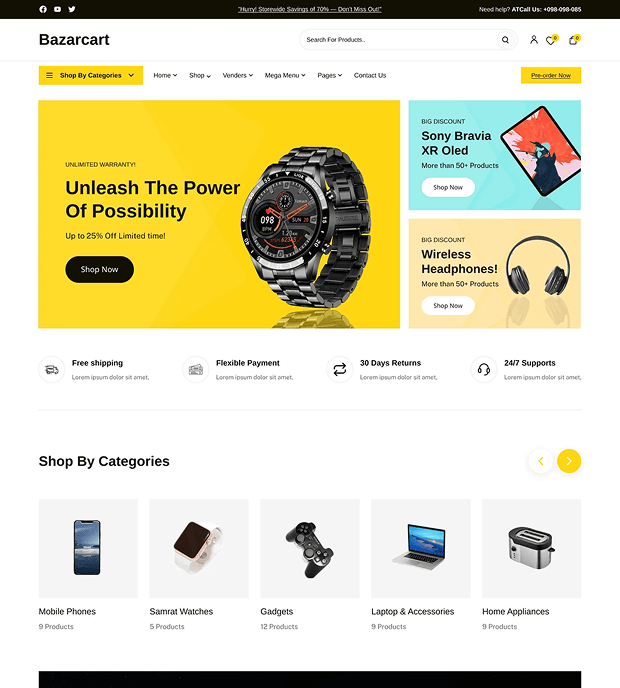 Online Store template for electronics and Gadget