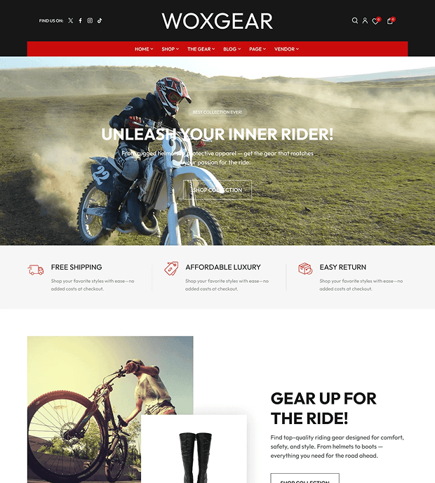 Riding Gear Store Website Templates