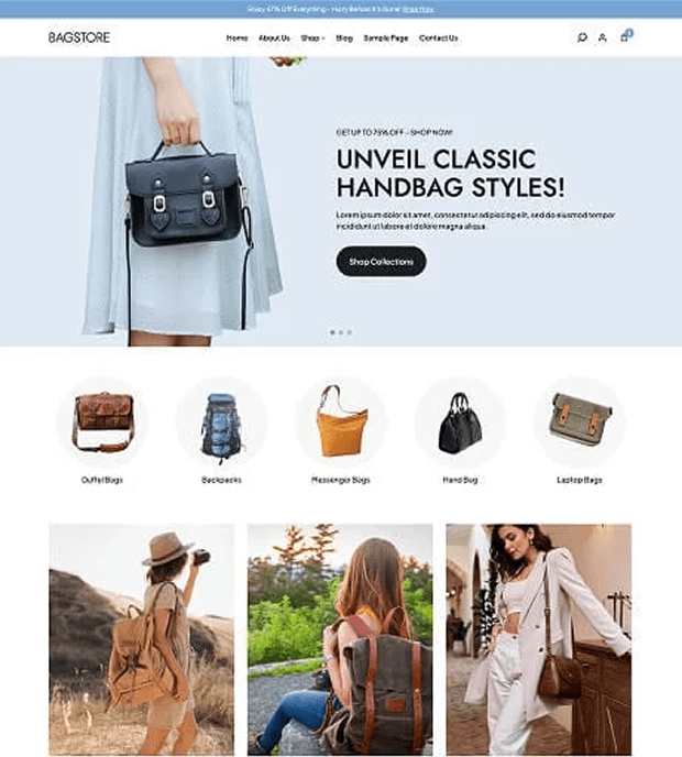 Website Template for Bag Store
