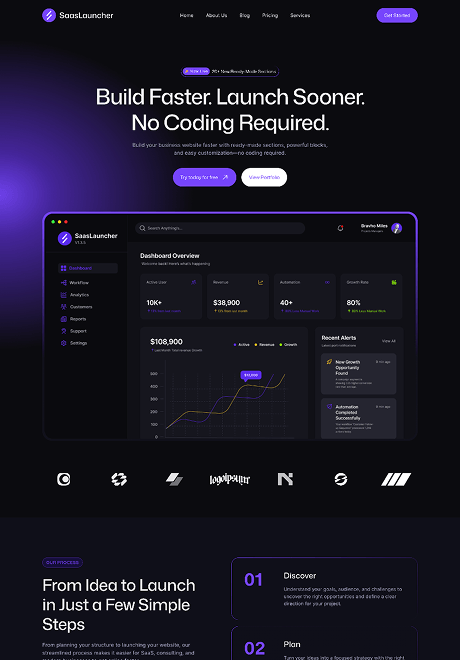 SaasLauncher - Best SaaS WordPress Theme with 50+ Pre-built Website Templates 1 SaaS WordPress Theme