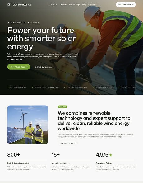 Solar Business Kit Solar Energy WordPress Theme 2