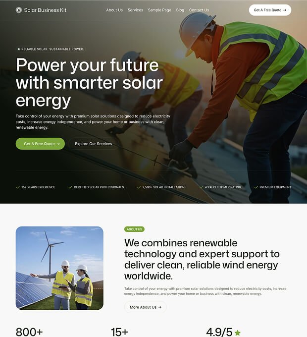 Solar Business Kit Solar Energy WordPress Theme 1 Solar Energy WordPress Theme | WordPress Theme for Solar Energy